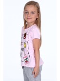 Girls\' T-shirt with patches, light pink NDZ8112 - Online store - Boutique